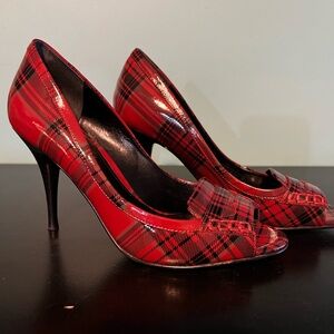 Ralph Lauren Red Plaid Heels size 6.5